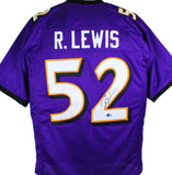 Ray Lewis Autographed Purple Pro Style Jersey-Beckett W Hologram *Black