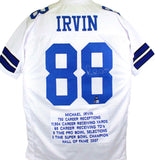 Michael Irvin Autographed White Pro Style Stat Jersey-Beckett W Hologram *Silver