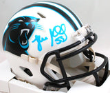 Luke Kuechly Autographed Panthers Flat White Speed Mini Helmet- Beckett W Holo