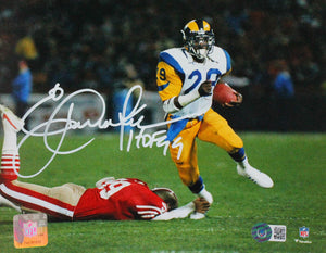 Eric Dickerson Autographed Los Angeles Rams 8x10 Running W/ HOF-Beckett W Holo