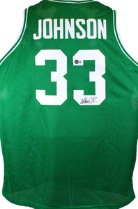 Magic Johnson Autographed Green Jersey-Beckett W Hologram *Black