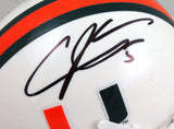 Andre Johnson Signed Miami Hurricanes Schutt Mini Helmet JSA W Auth *Black