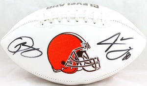 Jarvis Landry/Odell Beckham Autographed Browns Logo Football-Beckett W Holo *Blk