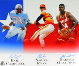 Earl Campbell Nolan Ryan Olajuwon Signed 16x20 Houston Legends-Beckett Hologram