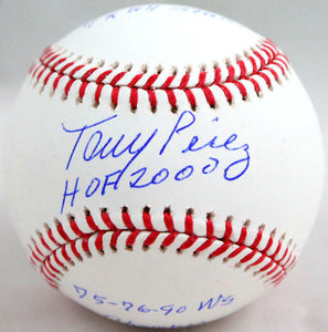 Tony Perez Autographed Rawlings OML Baseball w/3 Insc.-Beckett W Hologram