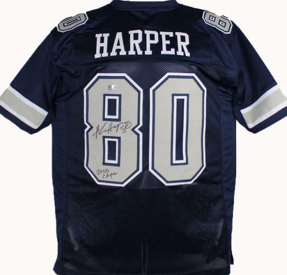 Alvin Harper Autographed Blue Pro Style Jersey w/SB champs-Beckett W Hologram