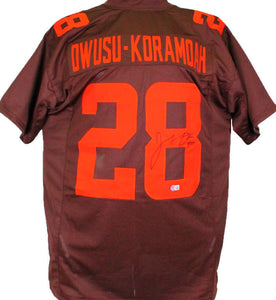 Jeremiah Owusu-Koramoah Autographed Brown Pro Style Jersey- Beckett W Hologram