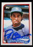 1989 Topps Traded #110T Deion Sanders RC New York Yankees Autograph Beckett Witness