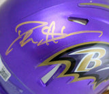 Deion Sanders Autographed Ravens Flash Mini Helmet-Beckett W Hologram *Gold