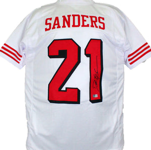 Deion Sanders Autographed White Pro Style Jersey-Beckett W Hologram *Black