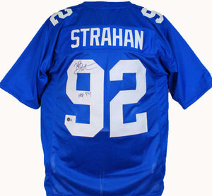 Michael Strahan Autographed Blue Pro Style Jersey w/HOF-Beckett W Hologram