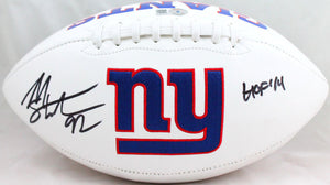 Michael Strahan Autographed New York Giants Logo Football w/HOF-Beckett W Holo