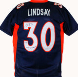 Phillip Lindsay Autographed Blue Pro Style Jersey w/Insc.-Beckett W Hologram