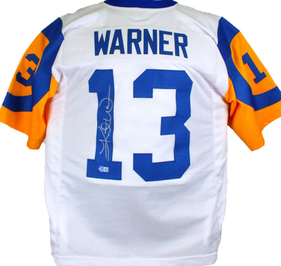 Kurt Warner Autographed White/Blue Pro Style Jersey-Beckett W Hologram