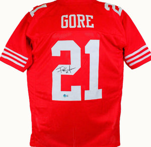 Frank Gore Autographed Red Pro Style Jersey-Beckett W Hologram *Black