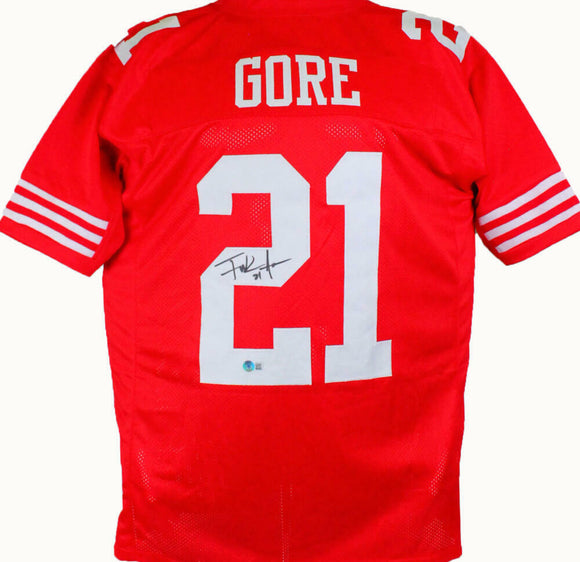 Frank Gore Autographed Red Pro Style Jersey-Beckett W Hologram *Black