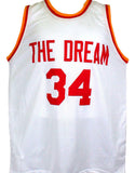 Hakeem Olajuwon Autographed White Jersey- JSA Witnessed *Black