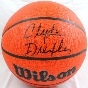 Clyde Drexler Autographed Wilson NBA Basketball - JSA Witnessed *Black