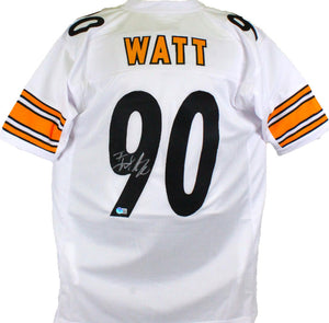 TJ Watt Autographed White Pro Style Jersey -Beckett W Hologram *Silver