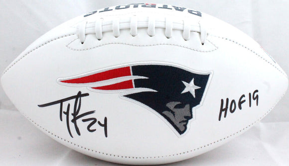 Ty Law Autographed New England Patriots Logo Football w/HOF-Beckett W Hologram