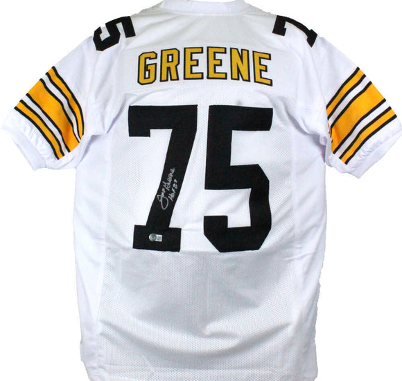 Joe Greene Autographed White Pro Style Jersey w/ HOF-Beckett W Hologram *Silver