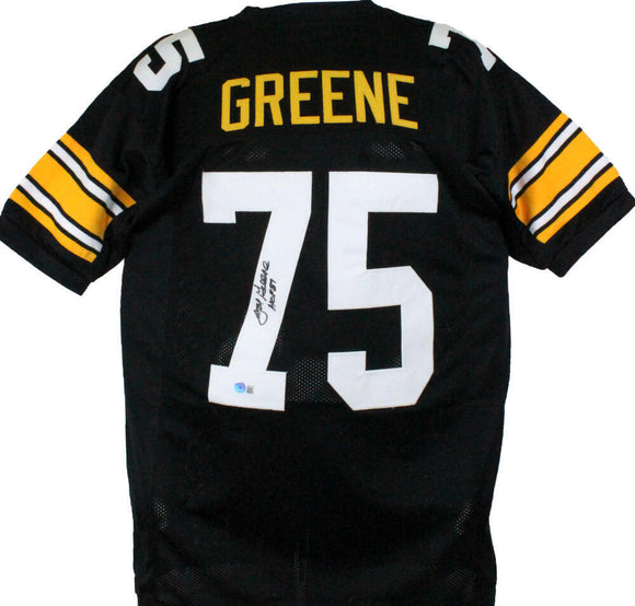 Joe Greene Autographed Black Pro Style Jersey w/ HOF-Beckett W Hologram *Black