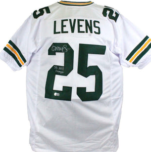 Dorsey Levens Autographed White Pro Style Jersey w/SB Champs-Beckett W Hologram