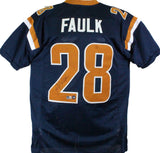 Marshall Faulk Autographed Blue/DK.Gold Pro Style Jersey-Beckett W Hologram