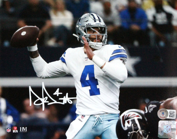 Dak Prescott Autographed Dallas Cowboys 8x10 Passing Photo-Beckett W Hologram