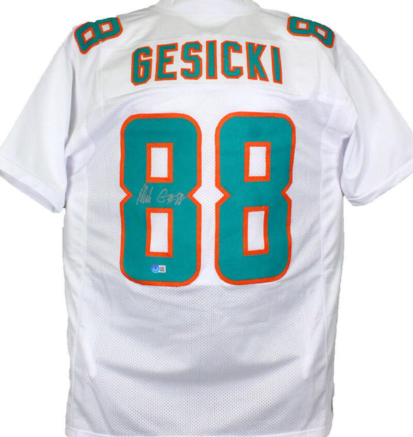 Mike Gesicki  Autographed White Pro Style Jersey-Beckett W Hologram *Silver