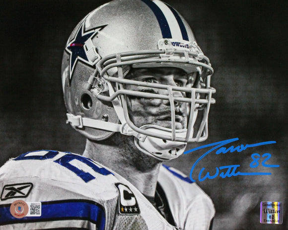 Jason Witten Autographed Dallas Cowboys 8x10 Photo B/W-Beckett W Hologram *Blue