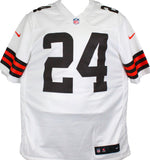 Nick Chubb Autographed Cleveland Browns White Nike Game Jersey- Beckett W Holo