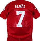 John Elway Autographed Red Collge Style Jersey-Beckett W Hologram *Black