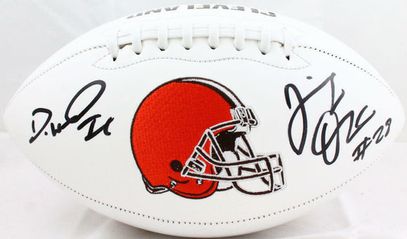 J.Koramoah/Denzel Ward Autographed Cleveland Browns Logo Football-Beckett W Holo