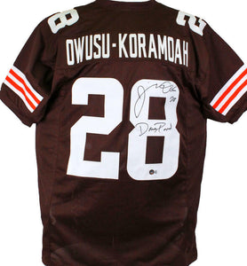 Jeremiah Owusu-Koramoah Autographed Brown Pro Style Jersey w/Insc *8-BAW Holo