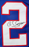 OJ Simpson Autographed Blue Pro Style STAT Jersey- JSA W *Black