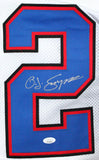 OJ Simpson Autographed White Pro Style STAT Jersey- JSA W *Silver