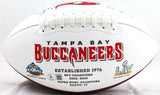 Warren Sapp Autographed Tampa Bay Buccaneers Logo Football w/ HOF-Beckett W Holo