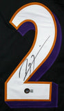 Ray Lewis Autographed Black Pro Style Jersey-Beckett W Hologram *Black