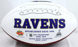 Ray Lewis Autographed Baltimore Ravens Logo Football w/HOF-Beckett W Hologram