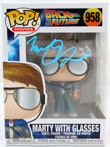 Michael J. Fox Autographed Marty w/Glasses Funko Pop Figurine #958- JSA W*Blue