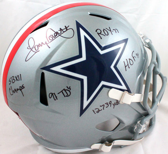 Tony Dorsett Autographed Cowboys 1976 Speed F/S Helmet w/5 Insc.-Beckett W Holo