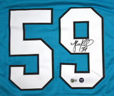 Luke Kuechly Autographed Teal Pro Style Jersey-Beckett W Hologram *Black