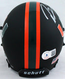 Ray Lewis Autographed Miami Hurricanes Black Schutt Mini Helmet- Beckett W Holo