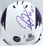 Ray Lewis Autographed Ravens Lunar Speed Mini Helmet w/SB MVP-Beckett W Hologram