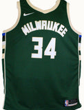 Giannis Antetokounmpo Autographed Mil. Bucks Green Swingman Jersey-BeckettW Holo