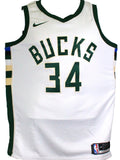 Giannis Antetokounmpo Autographed Milwaukee Bucks White Swingman Jersey-BAW Holo