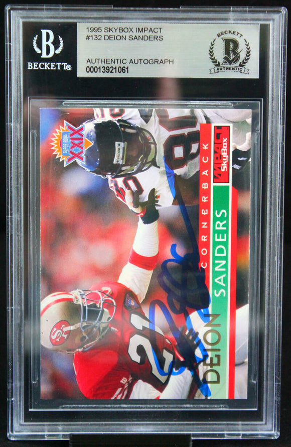 1995 Skybox Impact #132 Deion Sanders Auto 49ers BAS Autograph 10