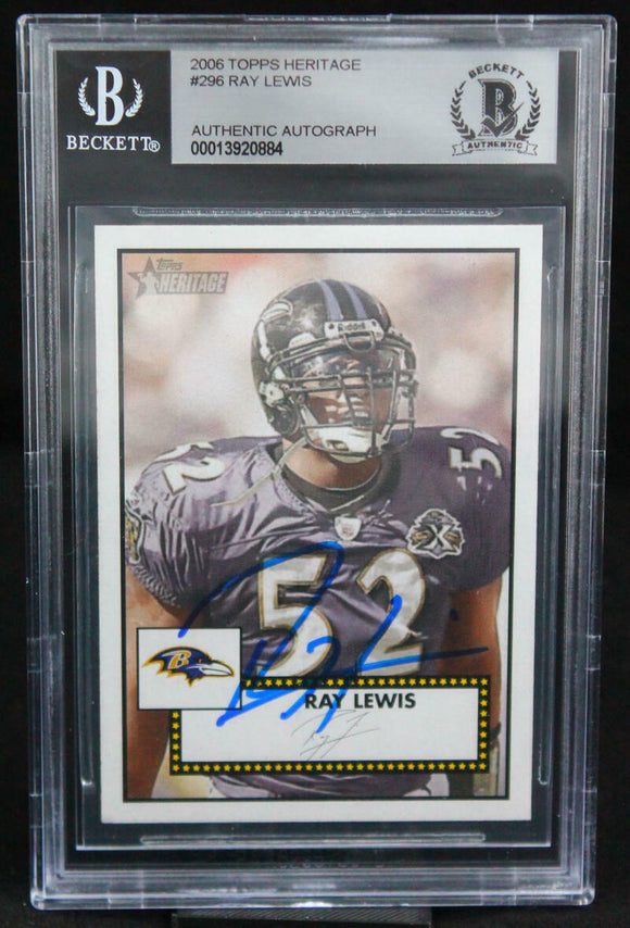 2006 Topps Heritage #296 Ray Lewis Baltimore Ravens BAS Autograph 10