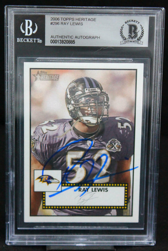 2006 Topps Heritage #296 Ray Lewis Baltimore Ravens BAS Autograph 10